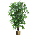 120cm Artificial Ficus Tree Large Bushy Shape Gold Planter