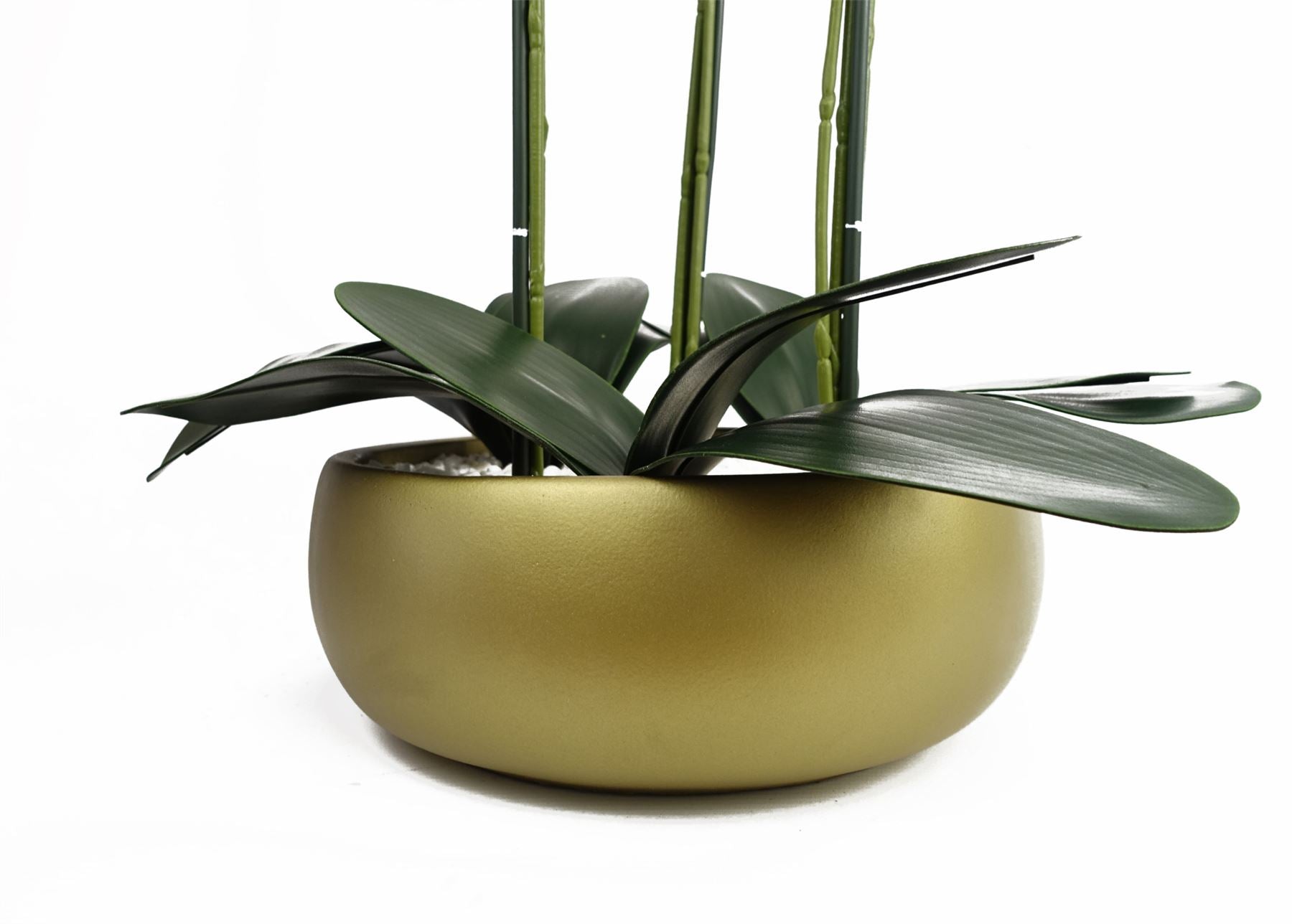 Artificial 60cm Orchid White Gold Ceramic Planter