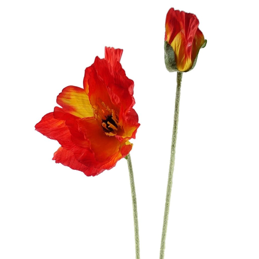 100cm Artificial Poppy Stem 2 Flowers