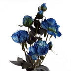 55cm Blue Peony Artificial Flowers Spray 4 Flowers 3 Buds