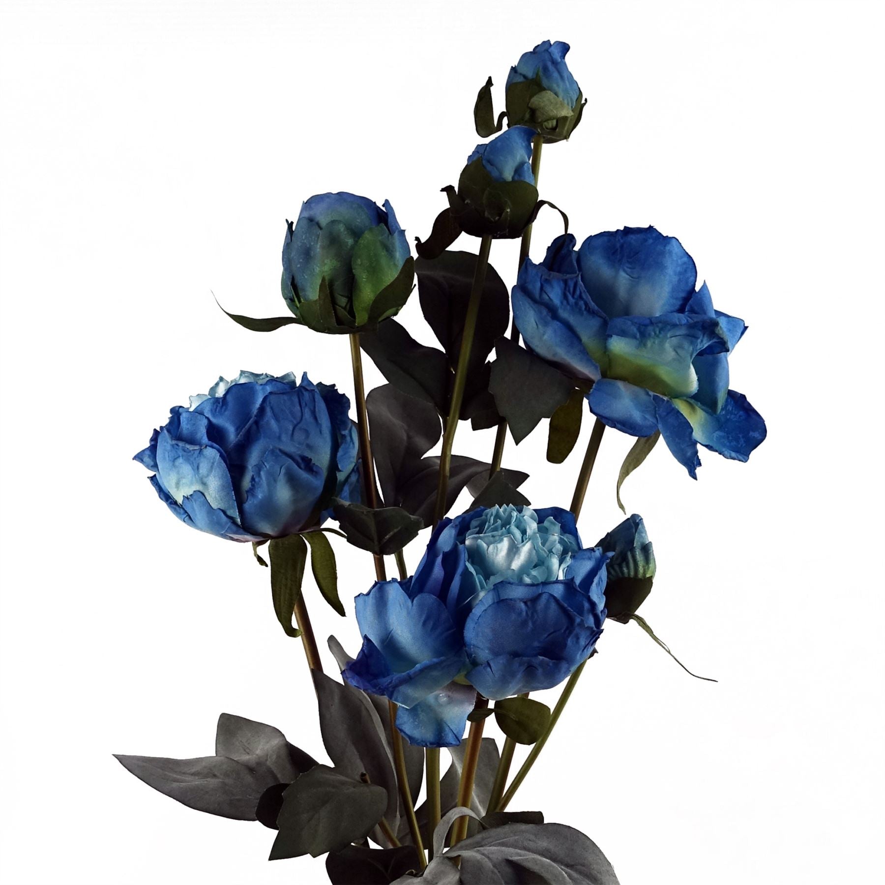 55cm Blue Peony Artificial Flowers Spray 4 Flowers 3 Buds