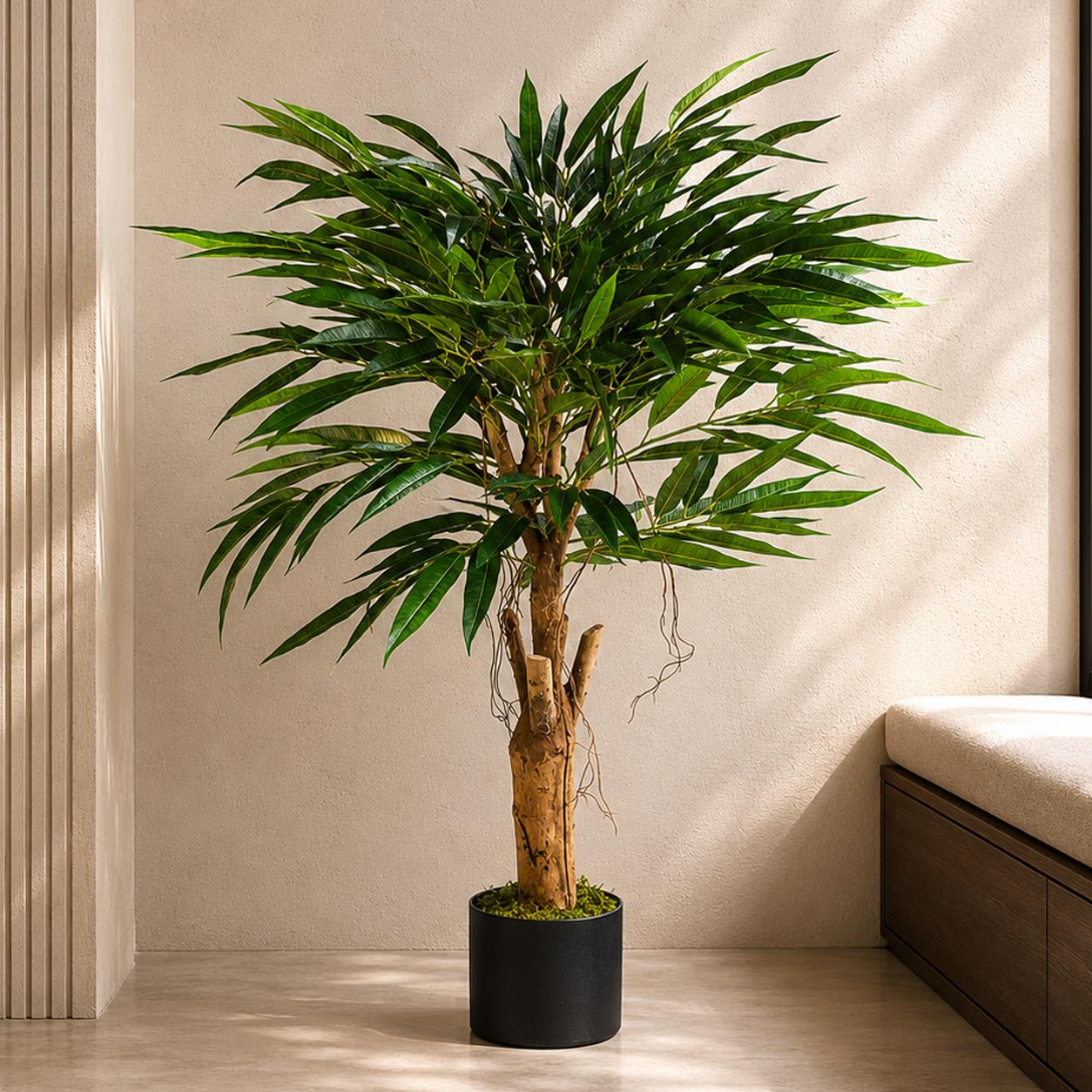 100cm Realistic Artificial Tree Longifolia Ficus Natural Trunk
