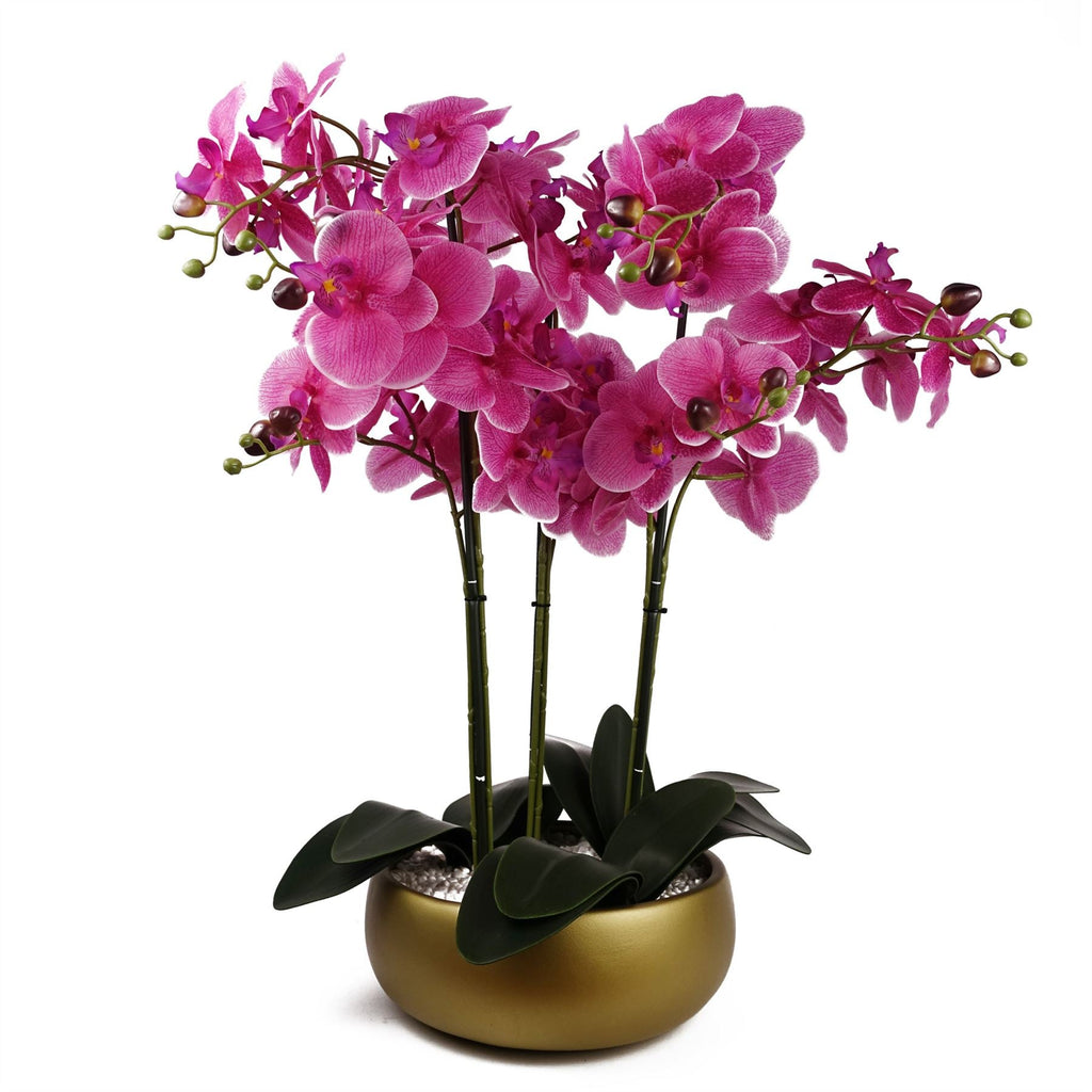 60cm Orchid Artificial Pink Gold Ceramic Planter