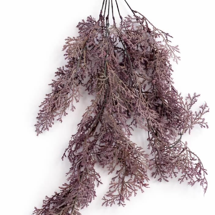 80cm Artificial Dusky Purple Coral Fern Trailing Plant Hanging Foliage