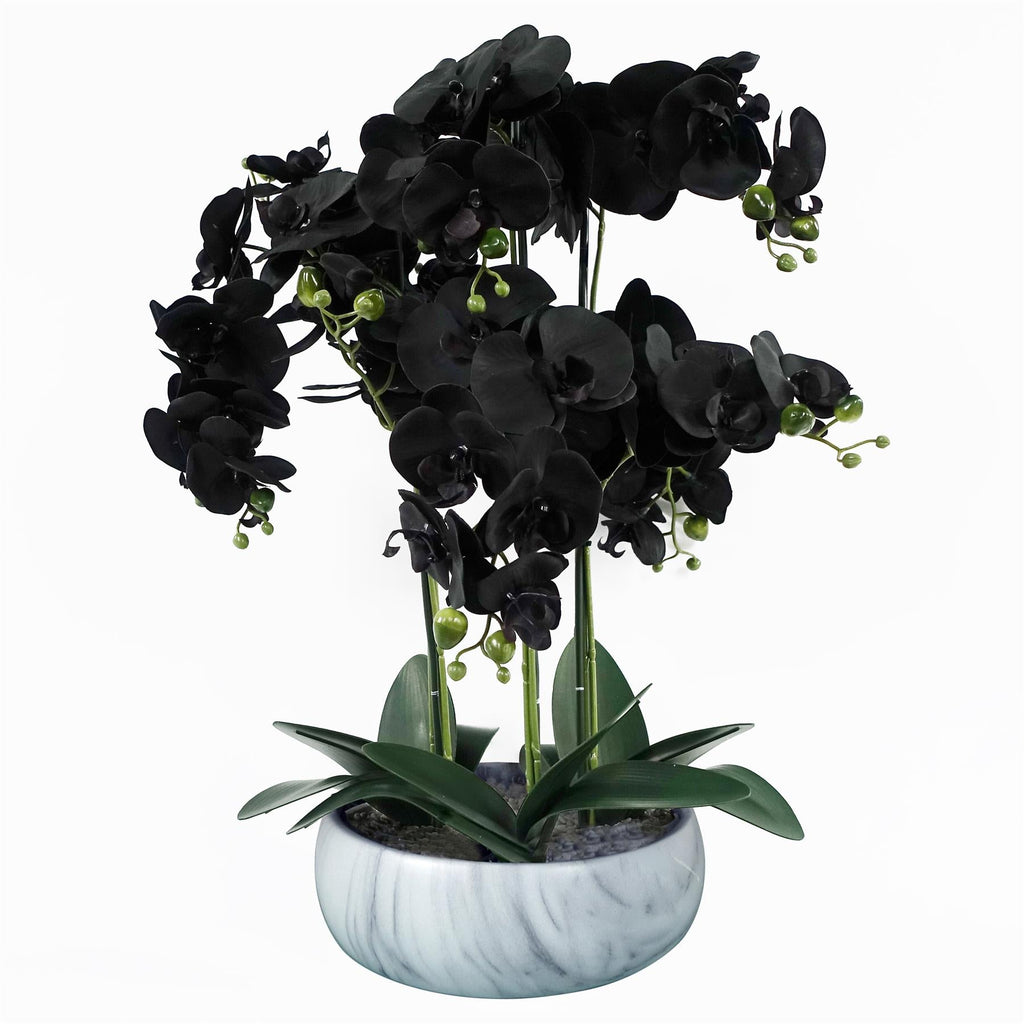 60cm Orchid Artificial Black White Ceramic Planter