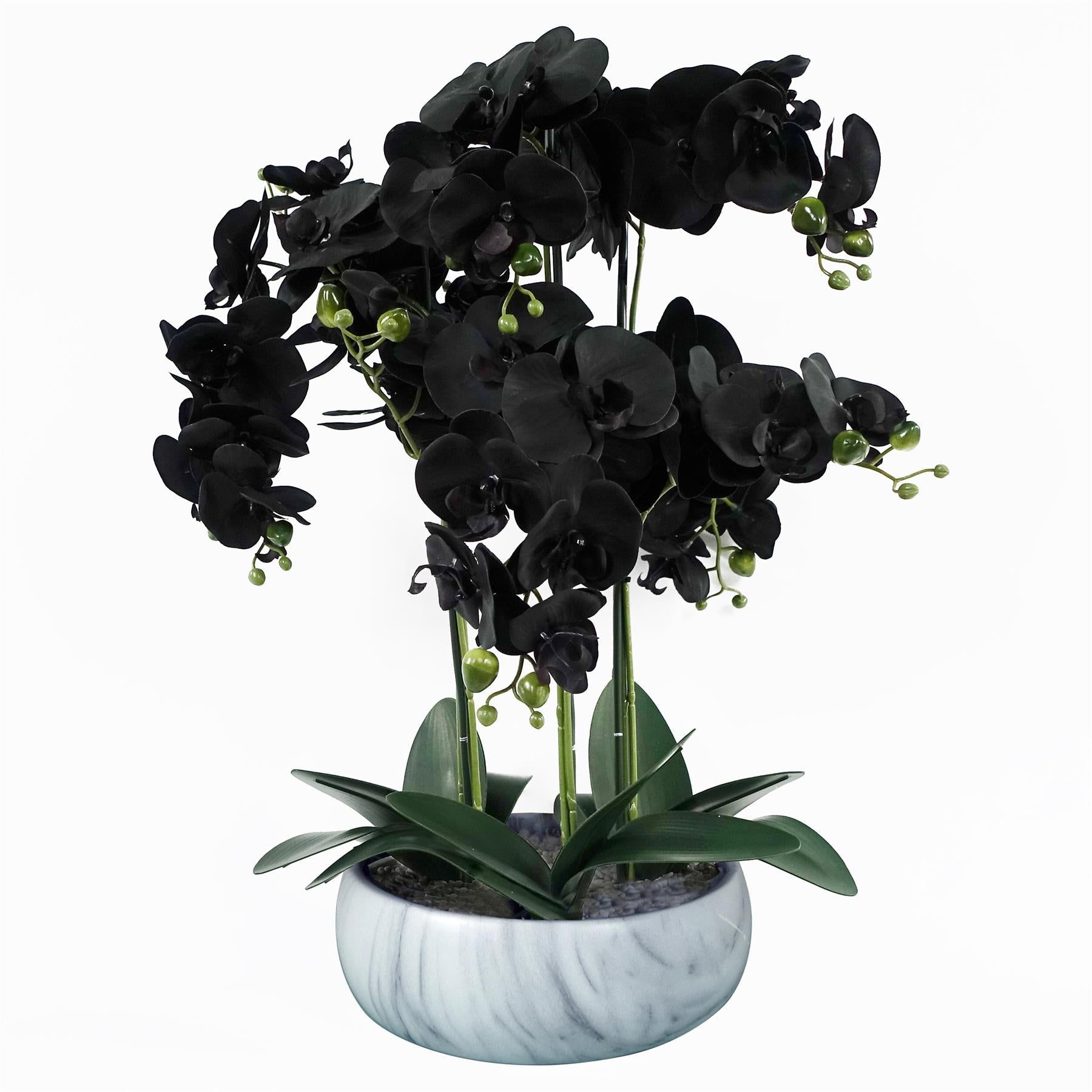 60cm Orchid Artificial Black White Ceramic Planter