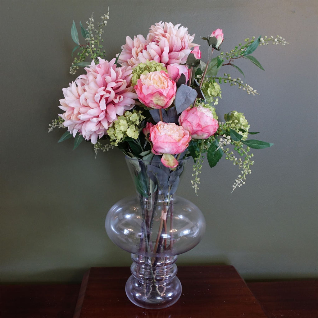 60cm Artificial Chrysanthemum Mix Glass Bubble Vase