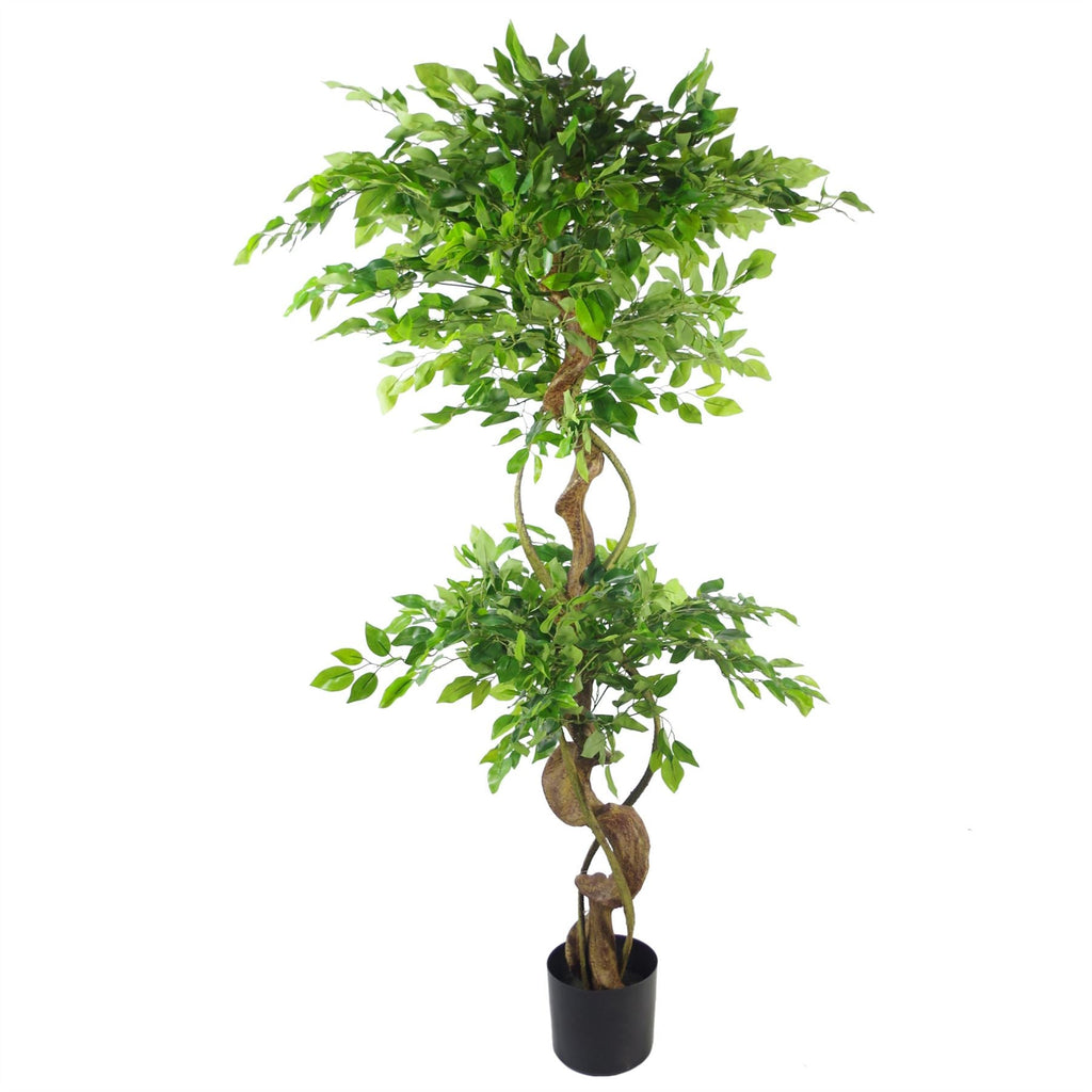 150cm Twisted Trunk Artificial Fruticosa Ficus Tree Copper Planter