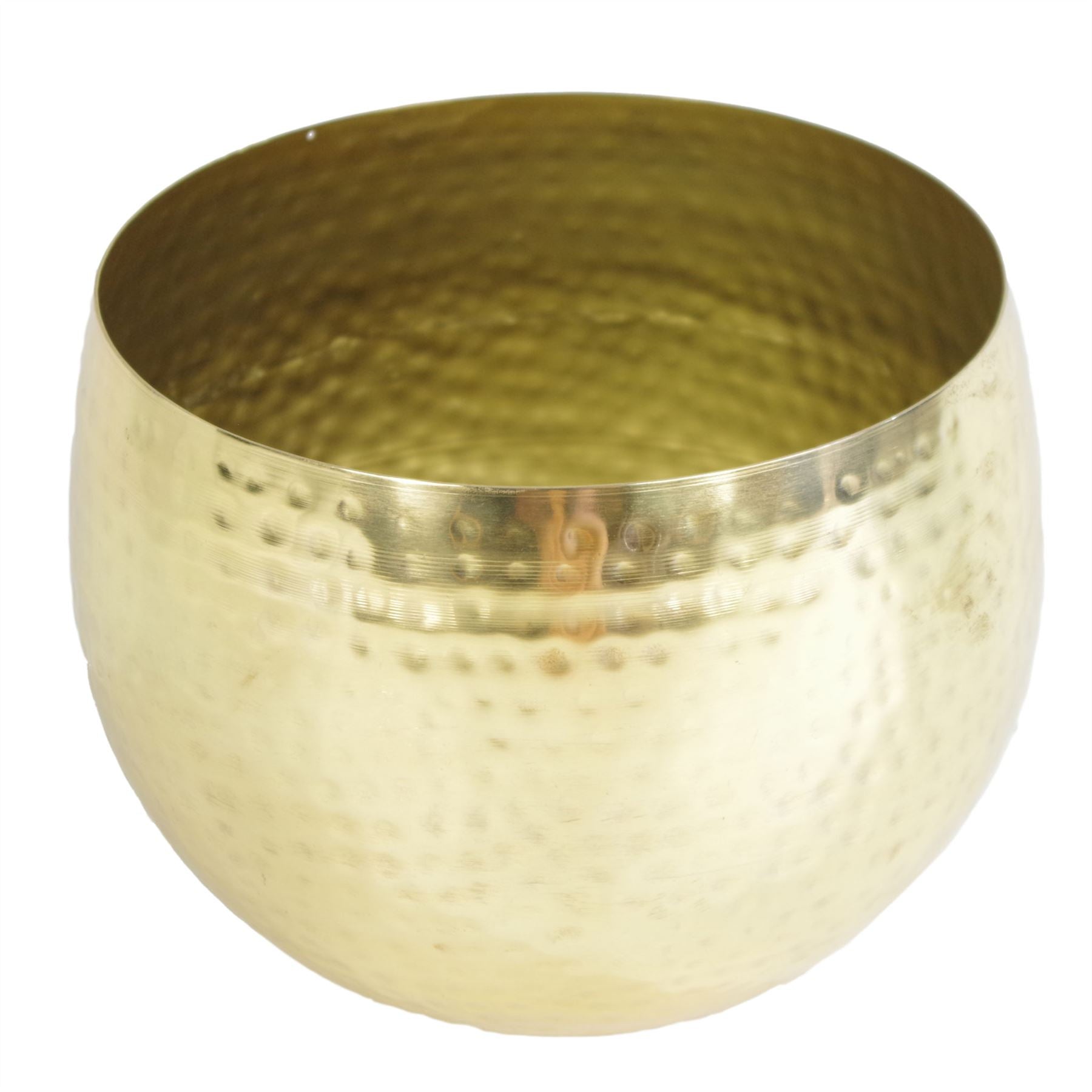 Leaf Large Planter 22 x 18cm Hammered Brass Gold Colour Straight Edge