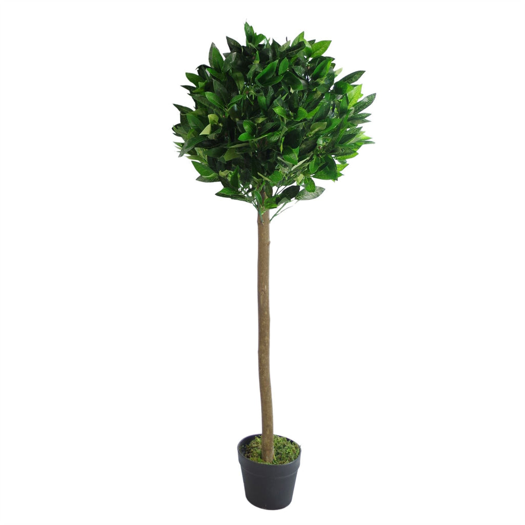 Pair of 120cm Plain Stem Artificial Topiary Bay Laurel Ball Trees