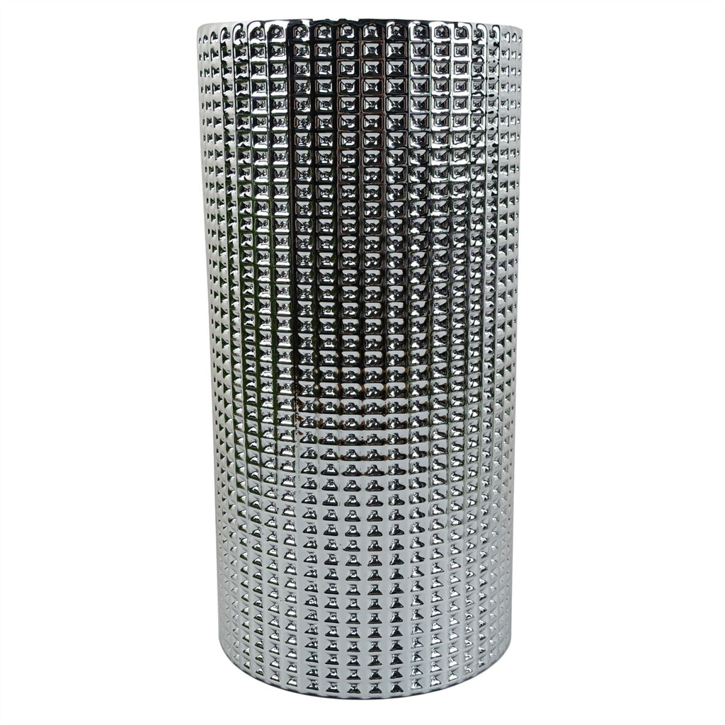 60cm Artificial Purple Wild Rose Arrangement Silver Glass Vase