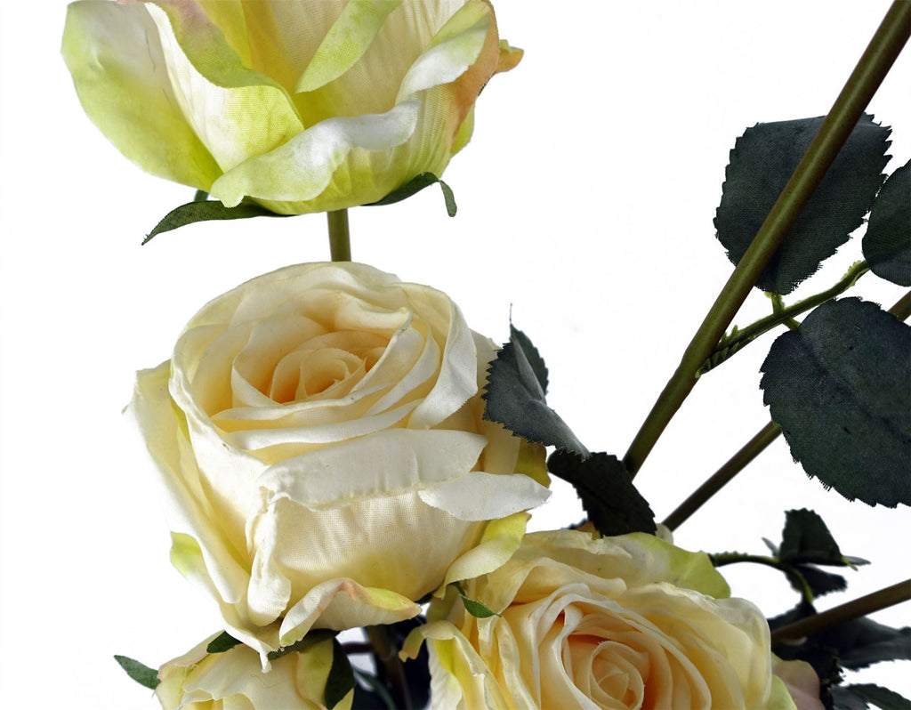 60cm Cream Rose Artificial Flowers Spray 4 Flowers 3 Buds