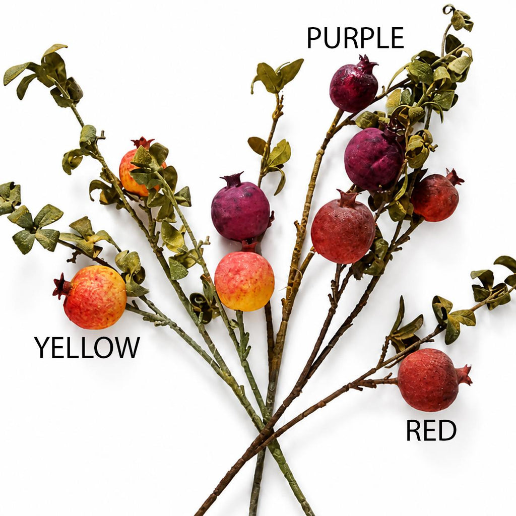 75cm Pomegranate Stem Artificial Yellow