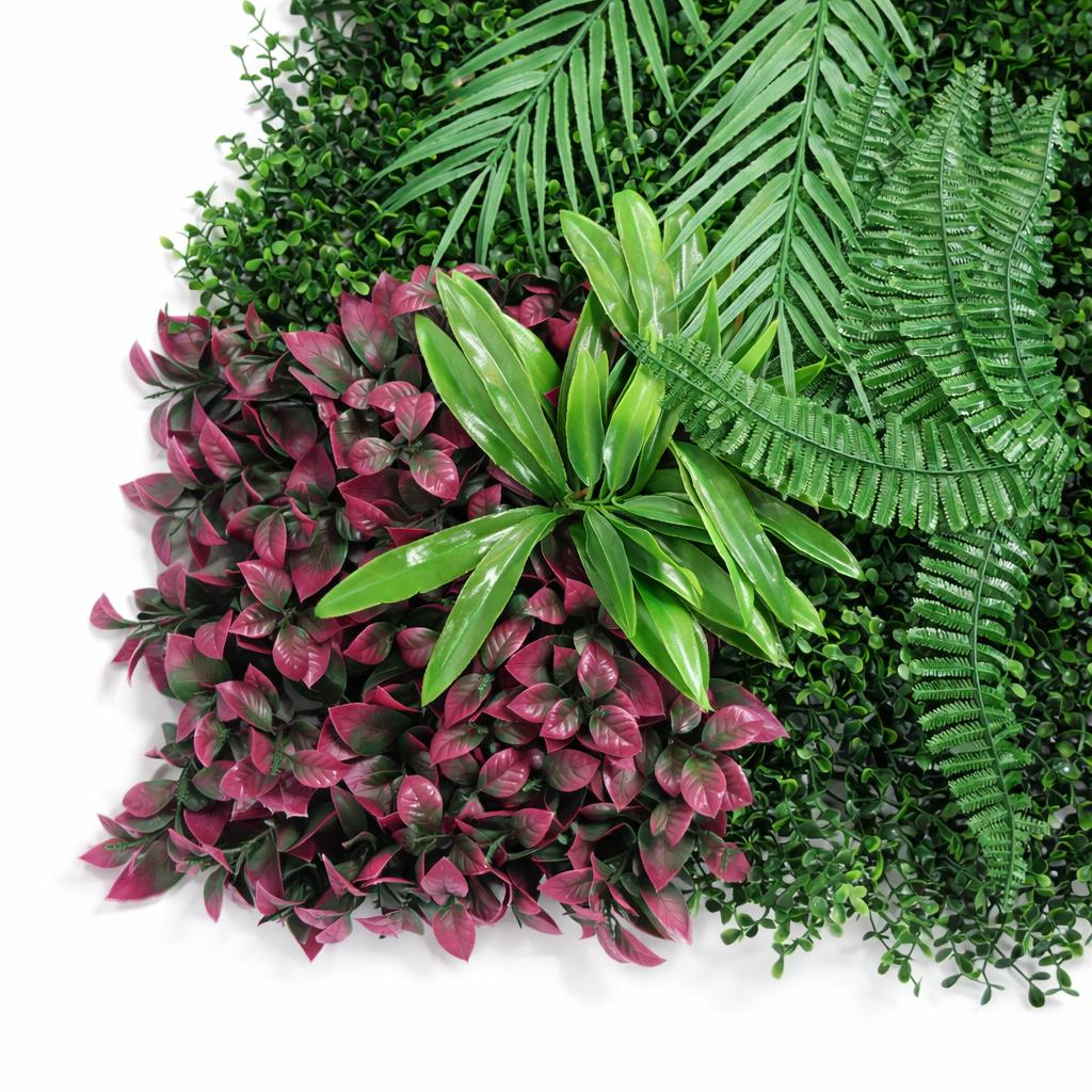100cm Artificial Tropical Mixed Green Wall Panel Monstera Fern Foliage