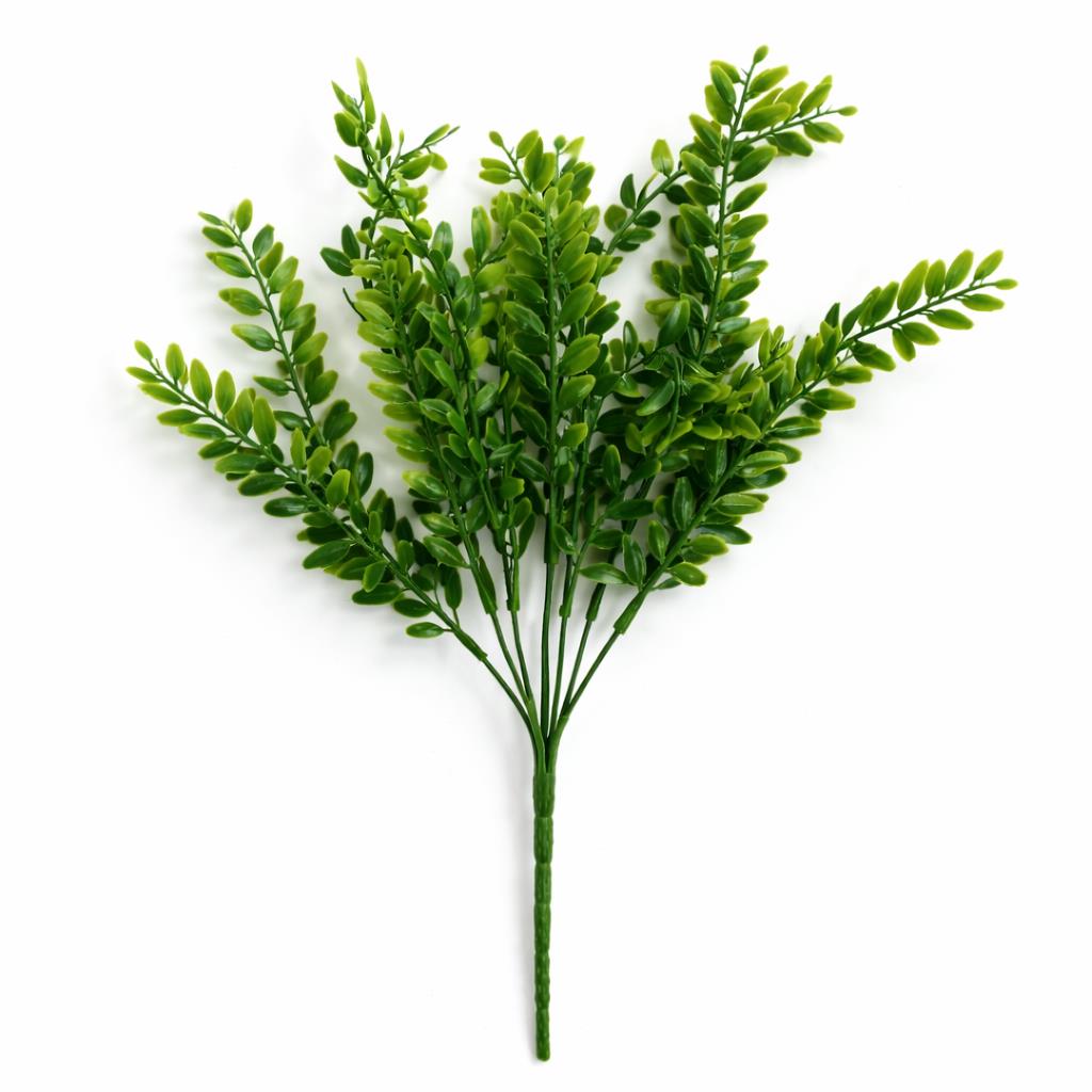 32cm Artificial Boxwood Style Foliage Spray Stem Faux Green Leaf Bush