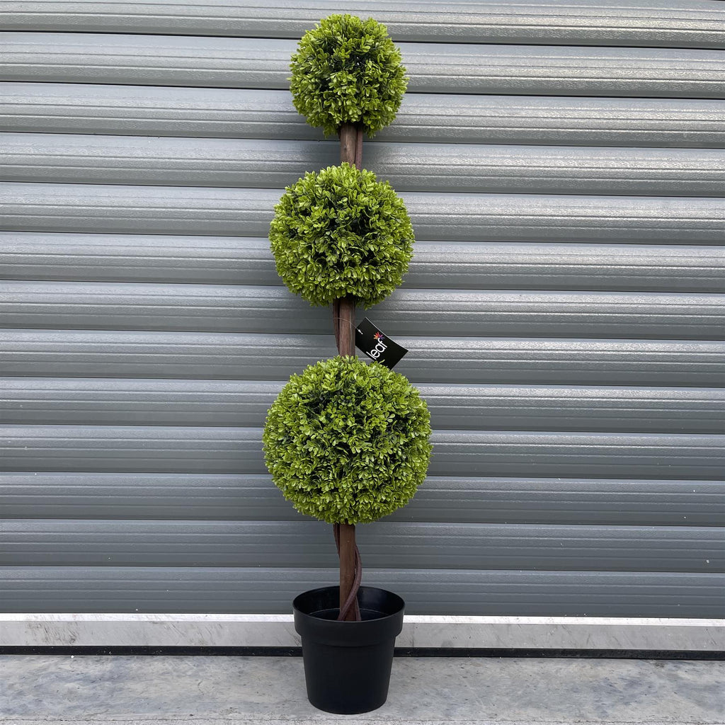 120cm Artificial Green Triple Ball Topiary Tree