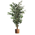 130cm Artificial Variegated White/Green Ficus Tree Copper Planter