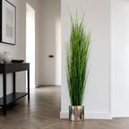 130cm Artificial Onion Grass Plant with Silver Metal Plater