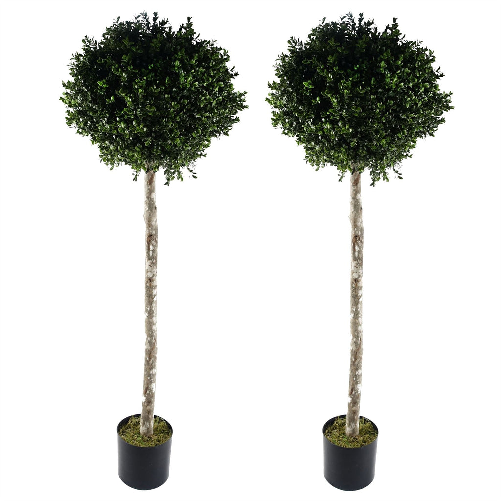 Artificial 140cm Pair of Buxus Ball Tree UV Resistant Outdoor Topiary