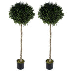 Artificial 140cm Pair of Buxus Ball Tree UV Resistant Outdoor Topiary