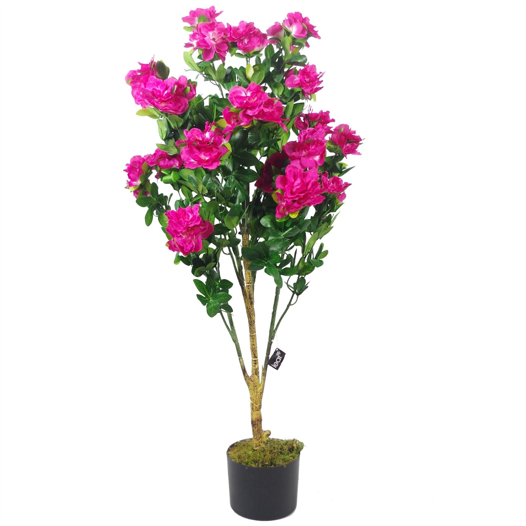 Artificial 100cm Azalea Pink Flowers Potted Plant with Copper Planter
