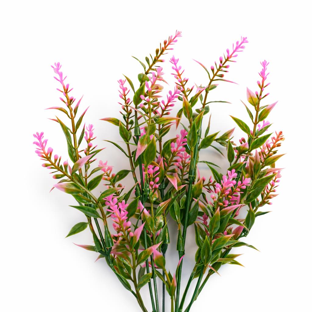 34cm Artificial Pink Heather Stem Plant