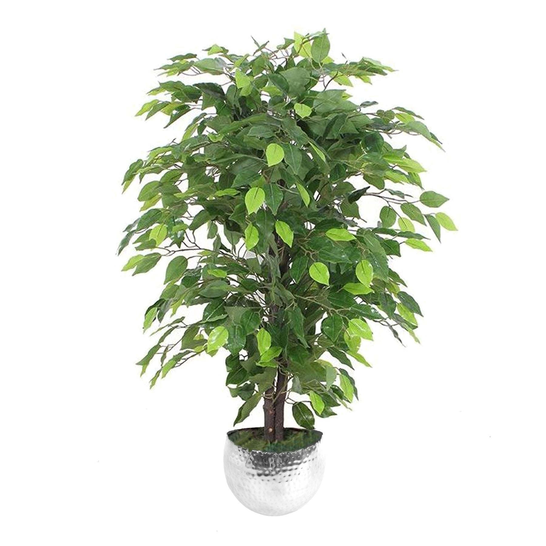 90cm Artificial Ficus Tree Silver Planter