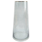 28cm Gold Rim Smoke Grey Glass Vase