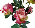 60cm Pink Rose Artificial Flowers Spray 4 Flowers 3 Buds