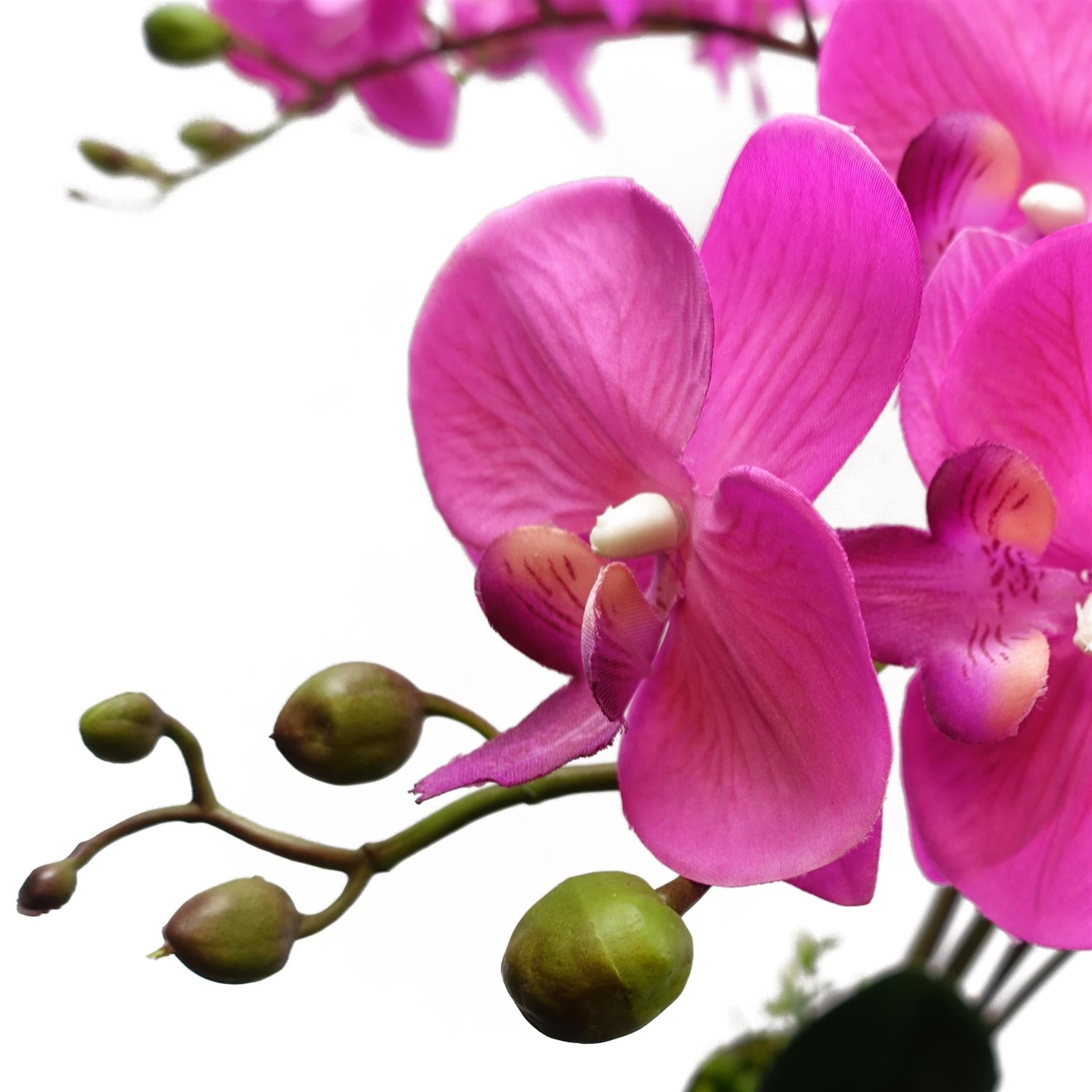 85cm Artificial Deluxe Bush Orchid Dark Pink with Black Pot