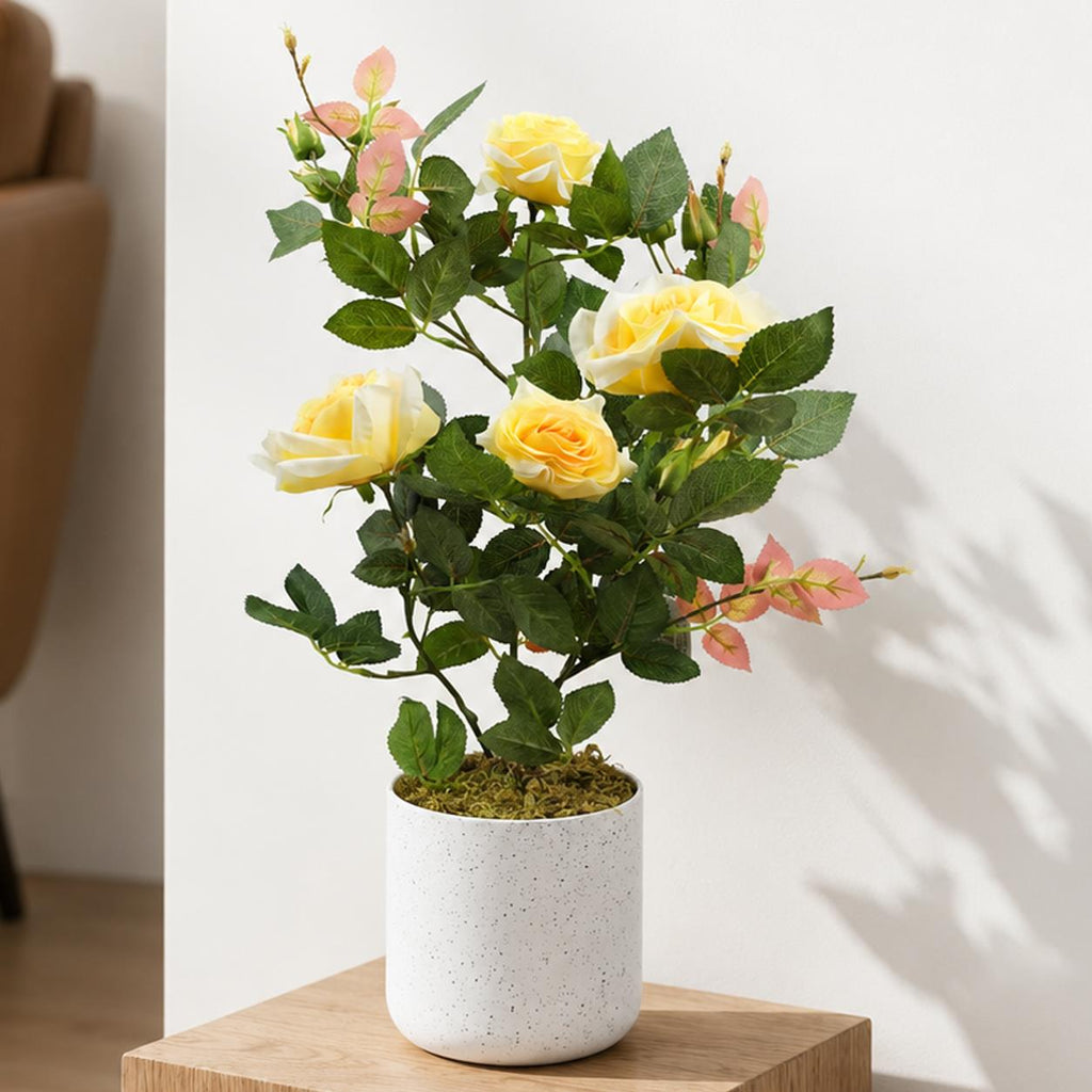50cm Artificial Yellow Rose Plant
