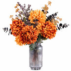 65cm Artificial Orange and Black Flower Arrangement Glass Vase