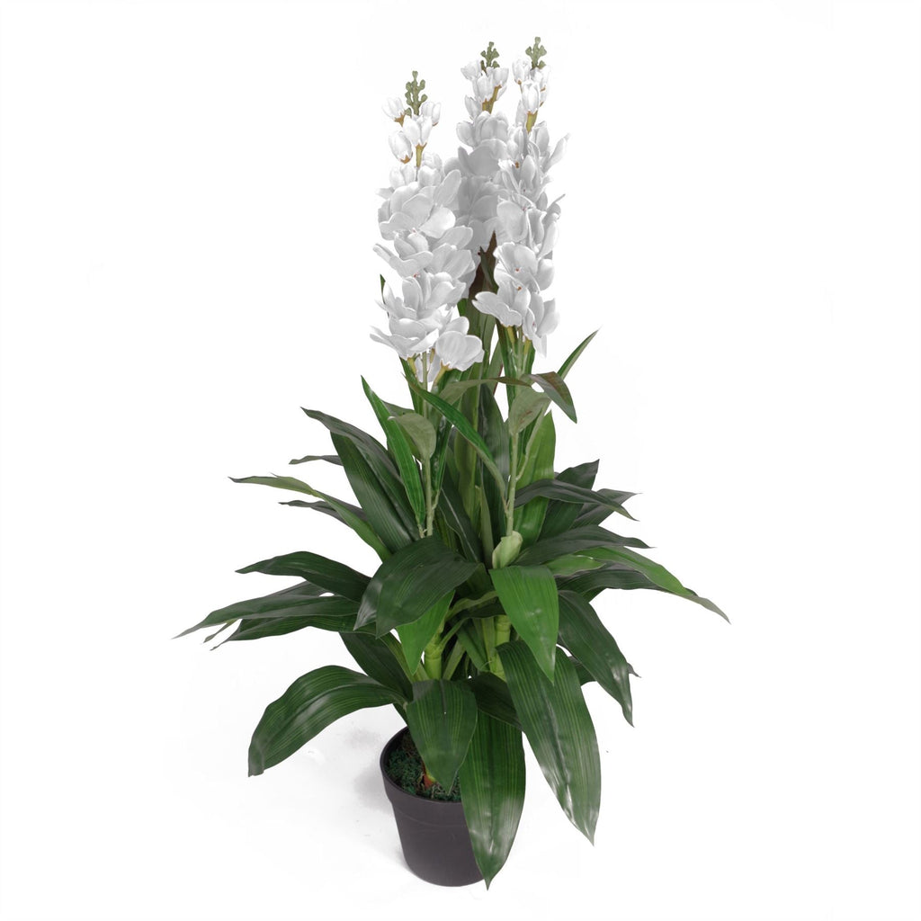 Artificial 100cm Cymbidium Orchid Plant Extra Large White Flowers