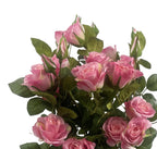 60cm Artificial Premium Rose Bush Pink Silk Flowers and Leaves