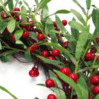 Artificial 60cm Christmas Mistletoe Leaf Red Berry Floristry Wreath