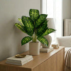 60cm Artificial Dieffenbachia Stem Plant Green Variegated Faux Foliage