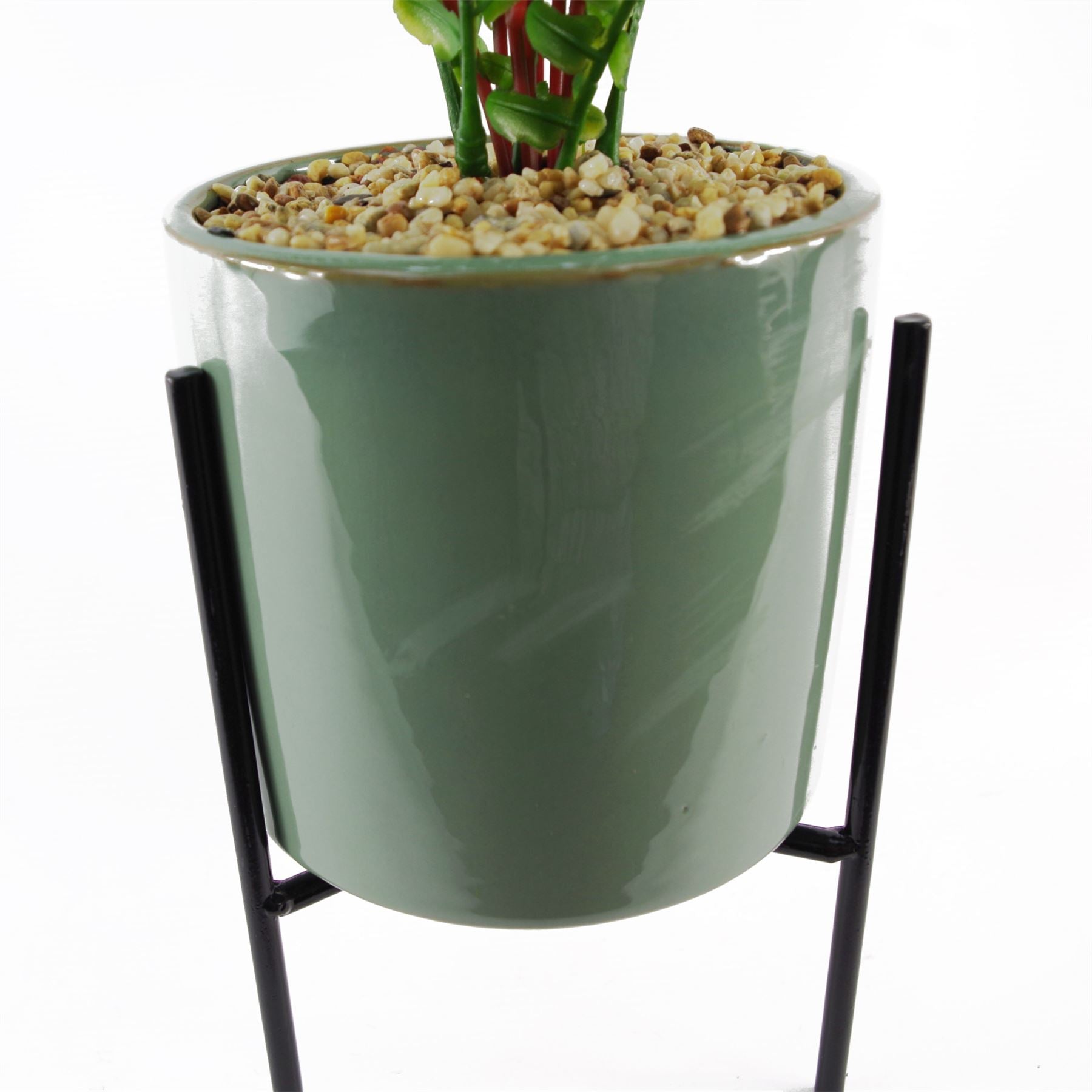 40cm Artificial Fern with Ceramic Planter Stand