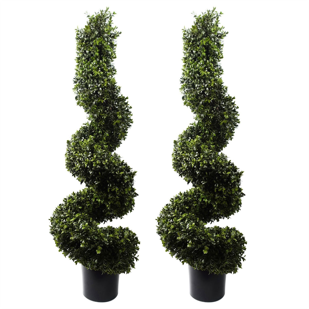 Artificial 120cm Pair of Spiral Boxwood Tree UV Resistant Outdoor