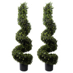 Artificial 120cm Pair of Spiral Boxwood Tree UV Resistant Outdoor