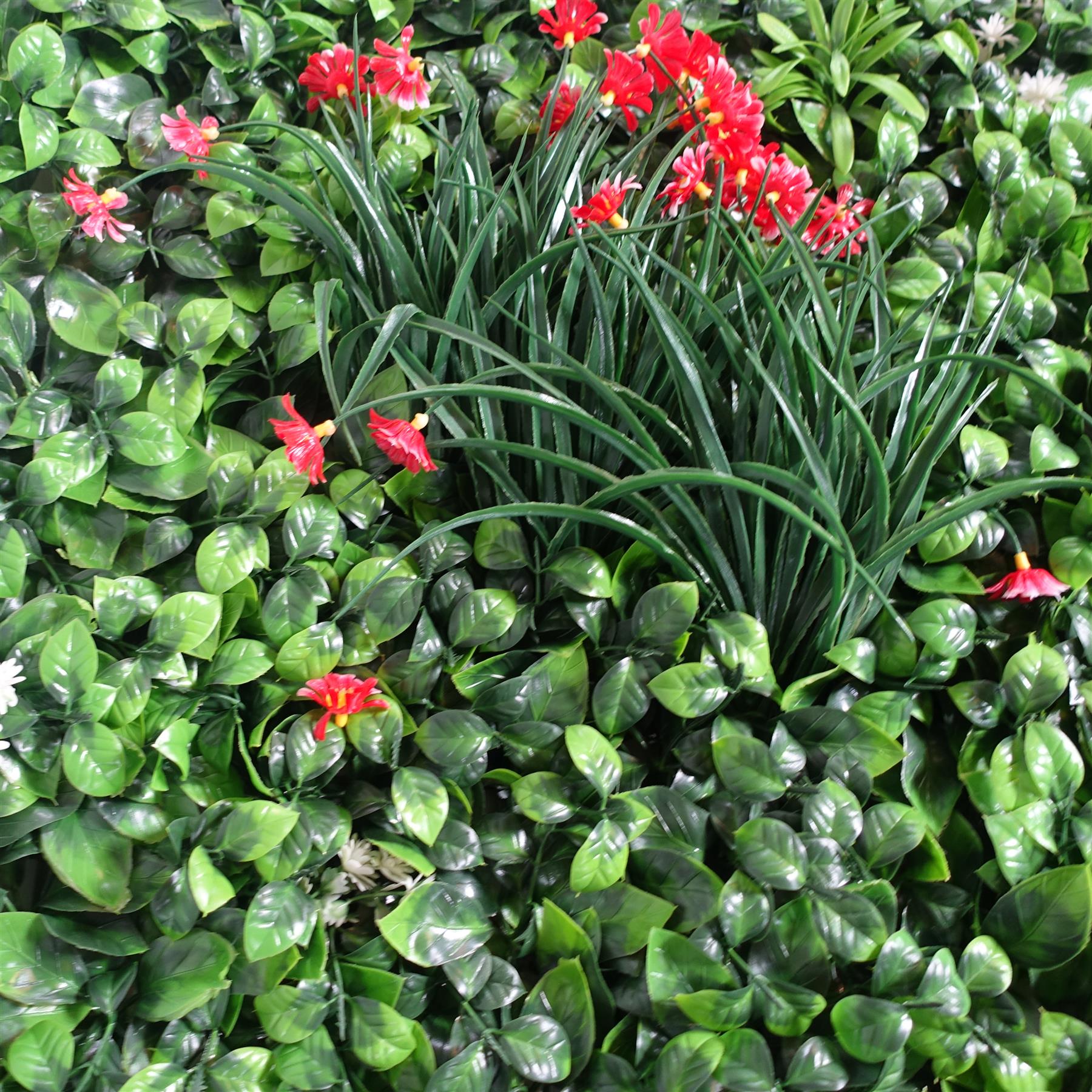 100cm Artificial Mixed Foliage Green Wall Panel Floral Detail Wall