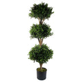 Artificial 120cm Buxus Triple Ball Tree UV Resistant Outdoor Topiary