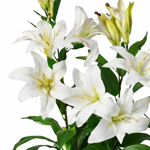 Artificial 90cm Lily Stargazer Style Lillies Plant Large Flowers White