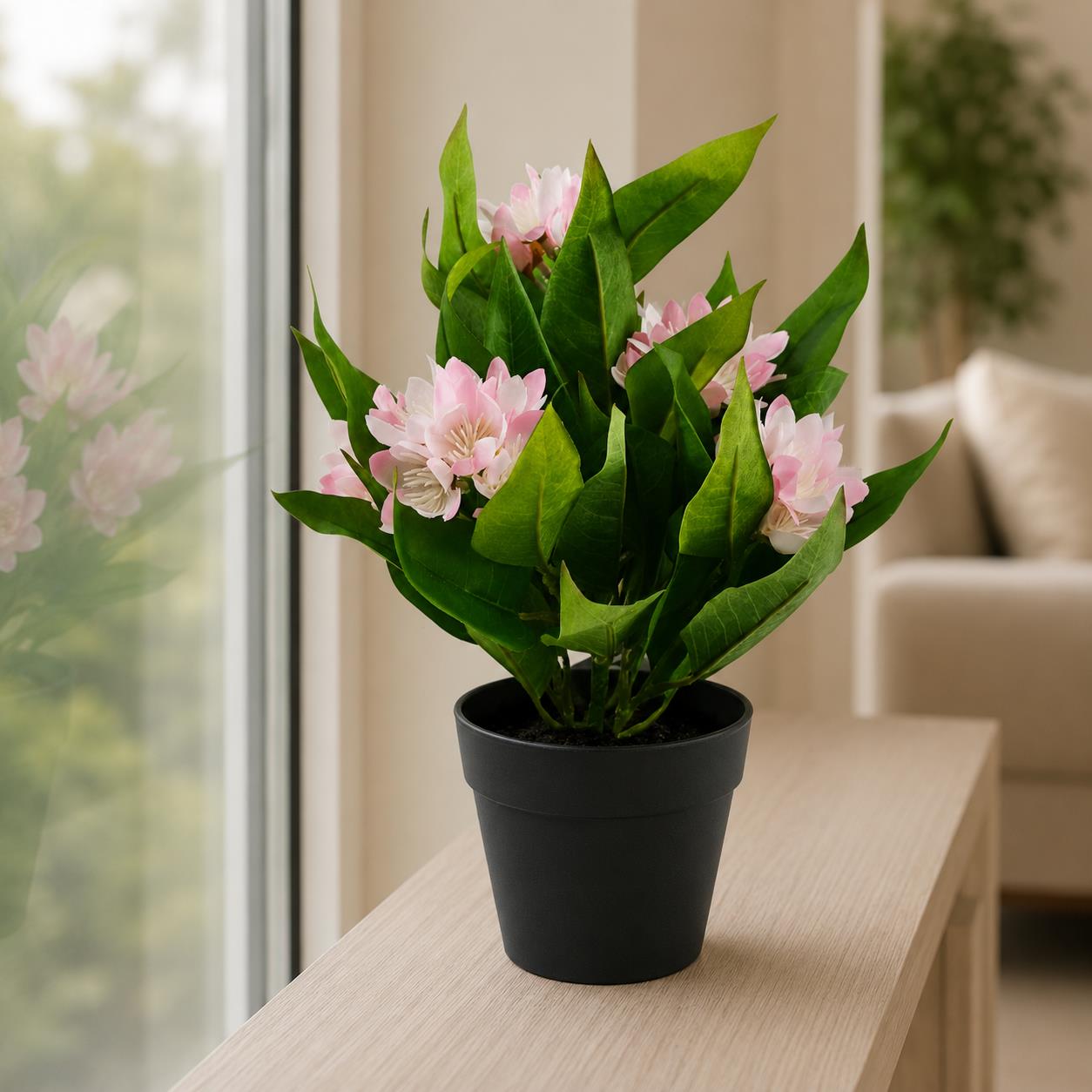 18cm Artificial Freesia Plant Light Pink Flowering