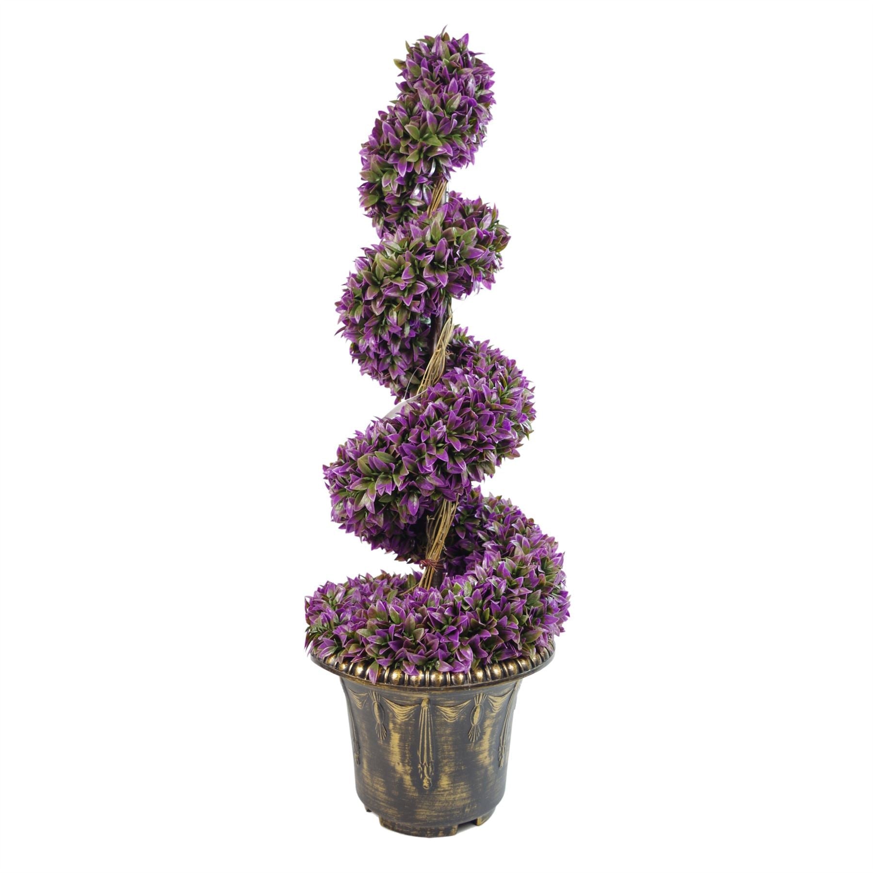 90cm Artificial Purple Large Leaf Spiral with Decorative Planter
