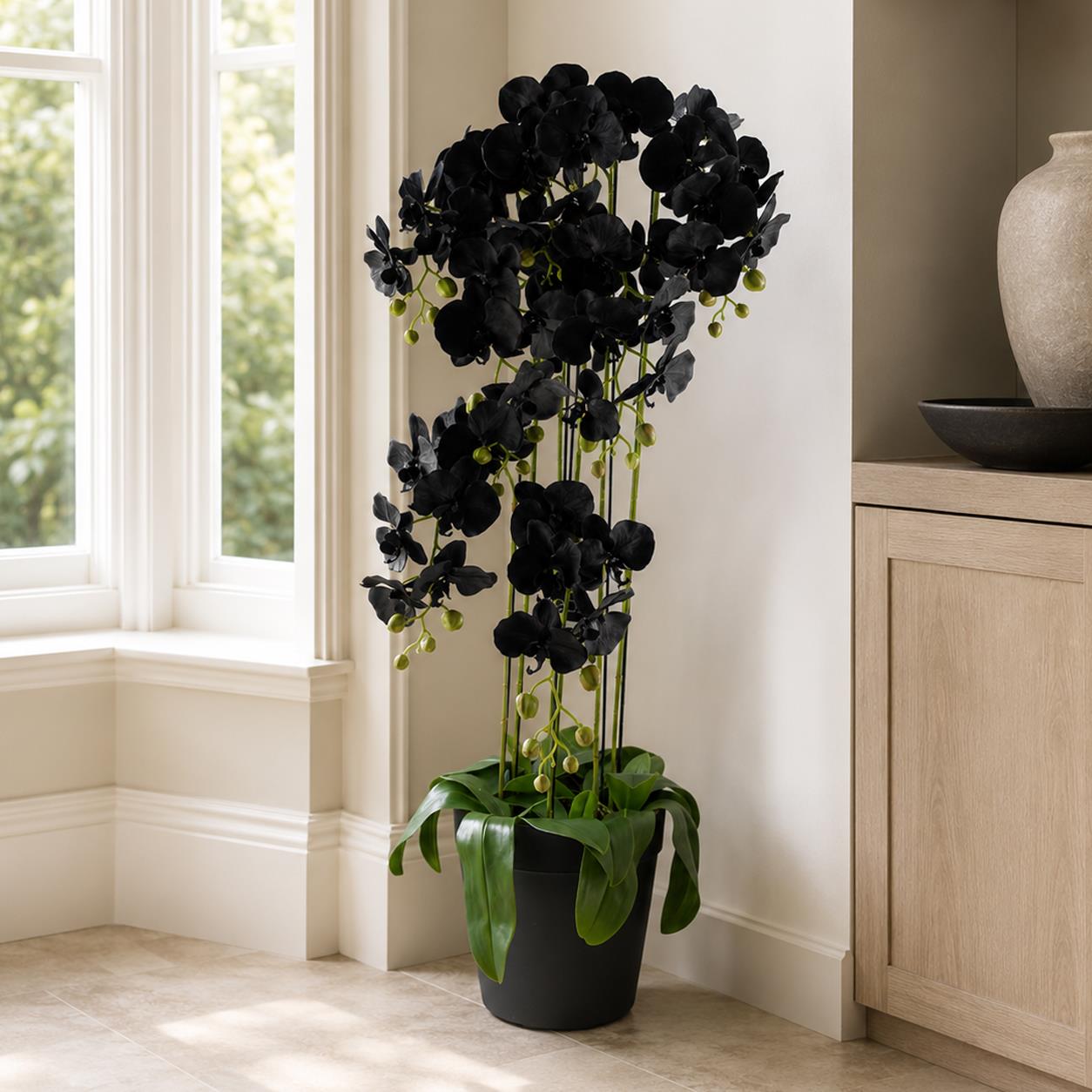 110cm Artificial Black Orchid Plant Artifcial 41 REAL TOUCH flowers