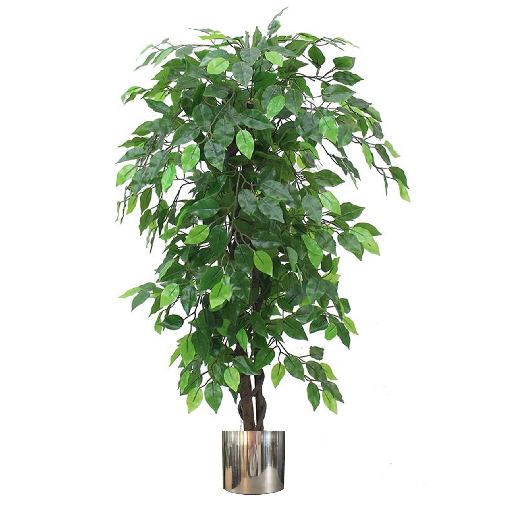 120cm Artificial Ficus Tree Large Bushy Shape Silver Planter