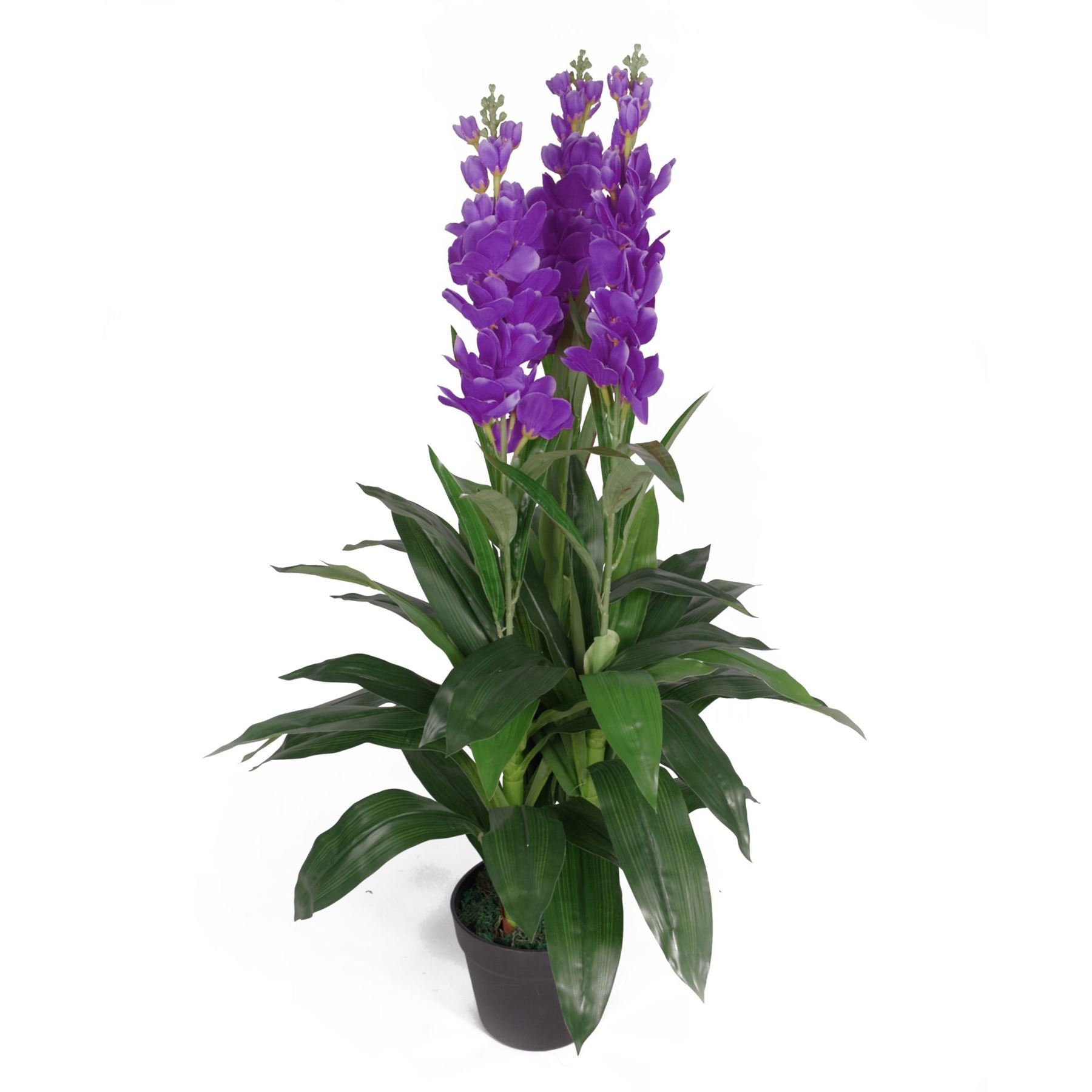 Artificial 100cm Cymbidium Orchid Plant Extra Large Purple Flowers